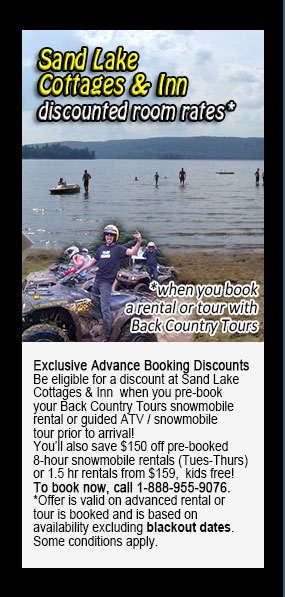 Back Country Tours Snowmobiling at Sand Lake Cottages & Inn Haliburton