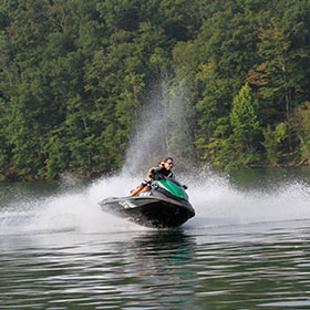 jet ski in haliburton at pinestone resort