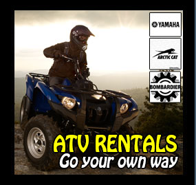 atv rentals in muskoka to your accommodation in muskoka, hotel, resort, motel, cottages