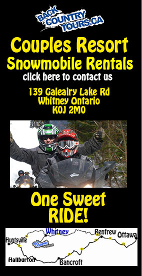 snowmobiling muskoka at the couples resort, back country tours